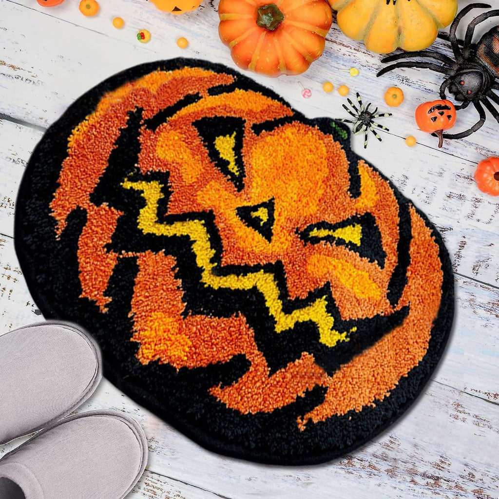 Halloween Bathroom Rugs，Farmhouse Halloween Rugs for Bathroom Decorations for The Home，Pumpkin Bath Mats，Holiday Cute Pumpkin Decor Non - Slip 15.7*23.6Inches