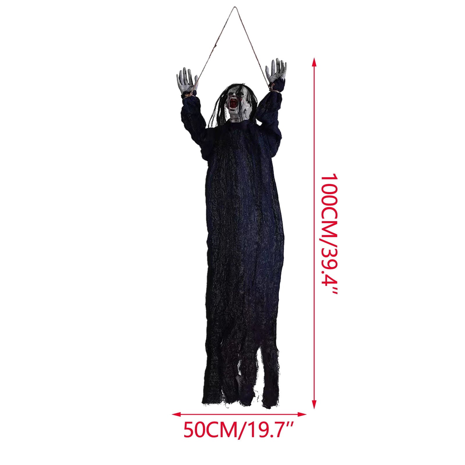 Coollooc 39 inch Halloween Hanging Ghost Decorations Outdoor Indoor, Animated Scary Grim Reaper Skeleton Decorations, Creepy Skull Ghost for Party Outside Yard Porch Haunted House