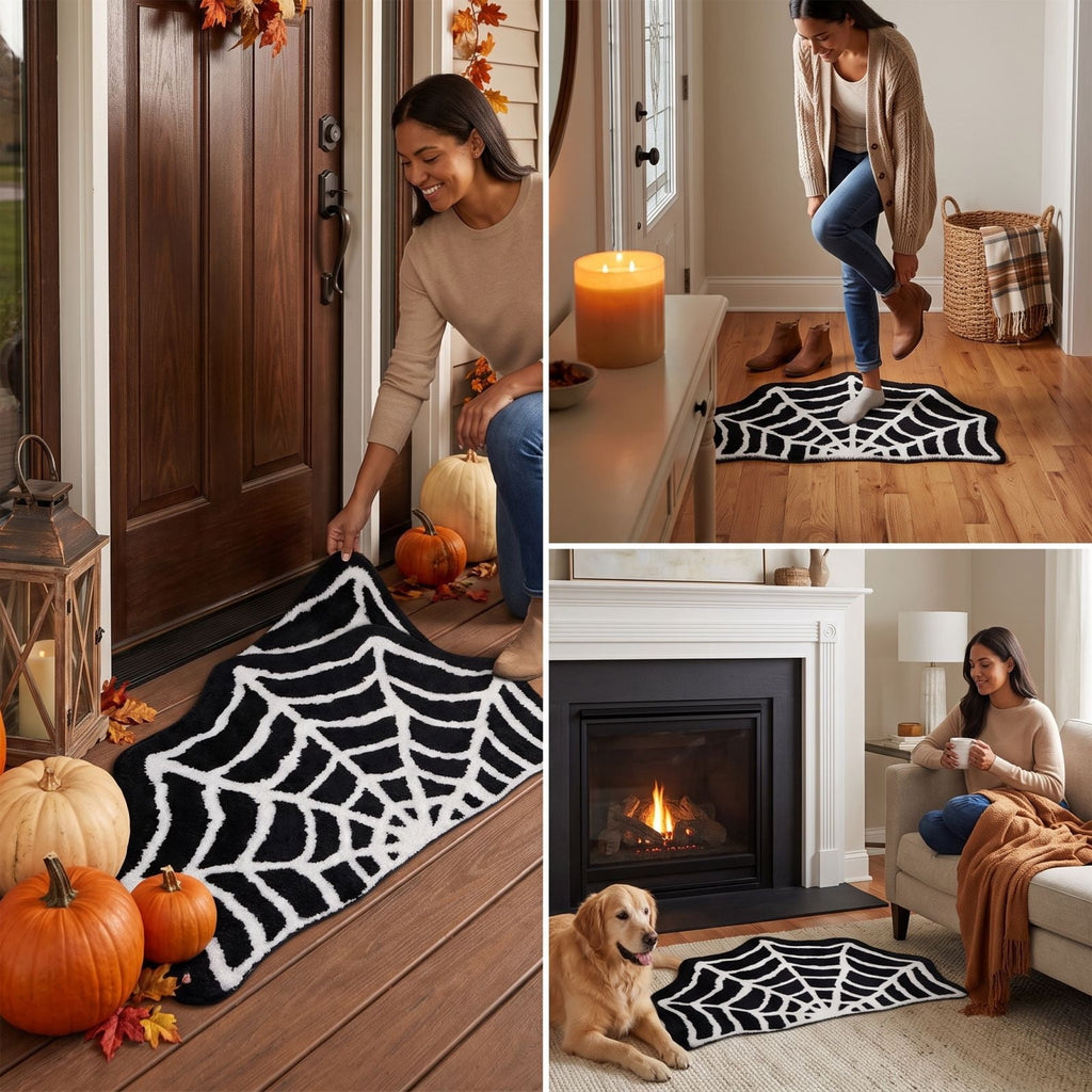 Yhmxh Halloween Bathroom Rugs, Halloween Pumpkin Bath Mats, Farmhouse Halloween Rugs for Bathroom Decorations for The Home, Holiday Cute Pumpkin Decor Non-Slip 15.7x23.6 Inches