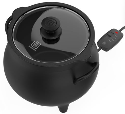 Toastmaster 4QT Black Cauldron Slow Cooker with Removable Crock and Glass Lid