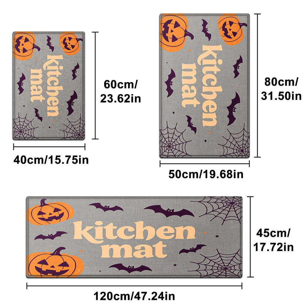 YIMEIS Halloween Pumpkin Lanterns 3Pcs Flannel Mat and Kitchen Rugs Set,Soft Non-slip,Perfect for Home Bathroom