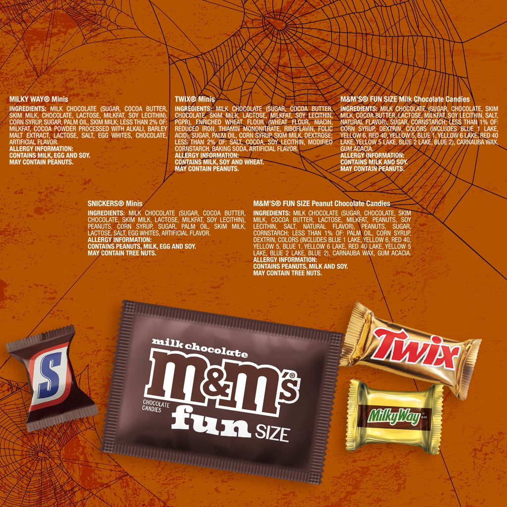 M&M's, Snickers, Twix & Milky Way Chocolate Halloween Candy Variety Pack - 120 Ct Bulk Bag