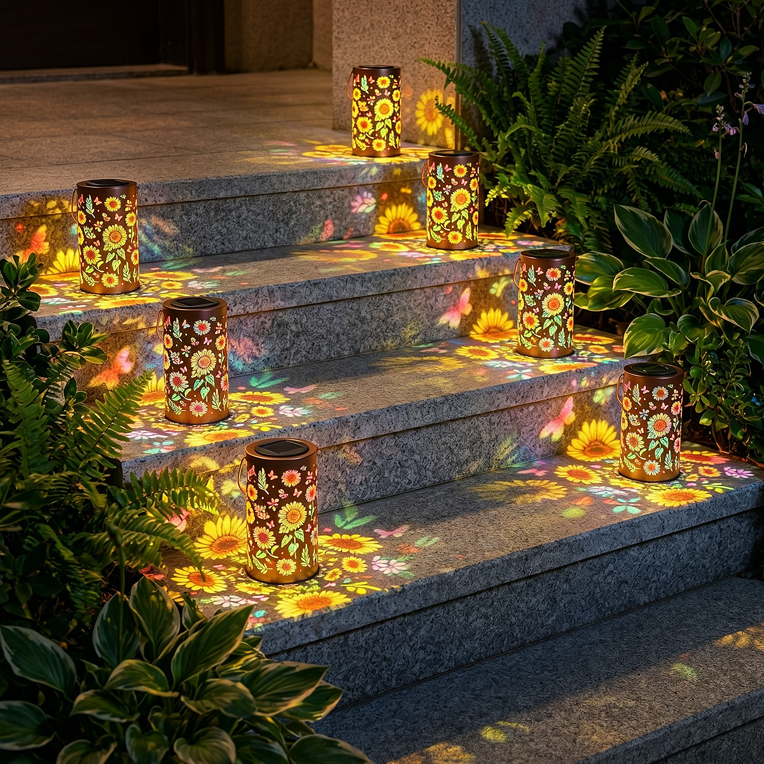 Colorful Solar Lanterns IP65 Outdoor Waterproof, Mother's Day Gifts for Women Mom Grandma - LED Colorful Sunflower Solar Lights Metal Hanging Lantern for Patio Yard Porch