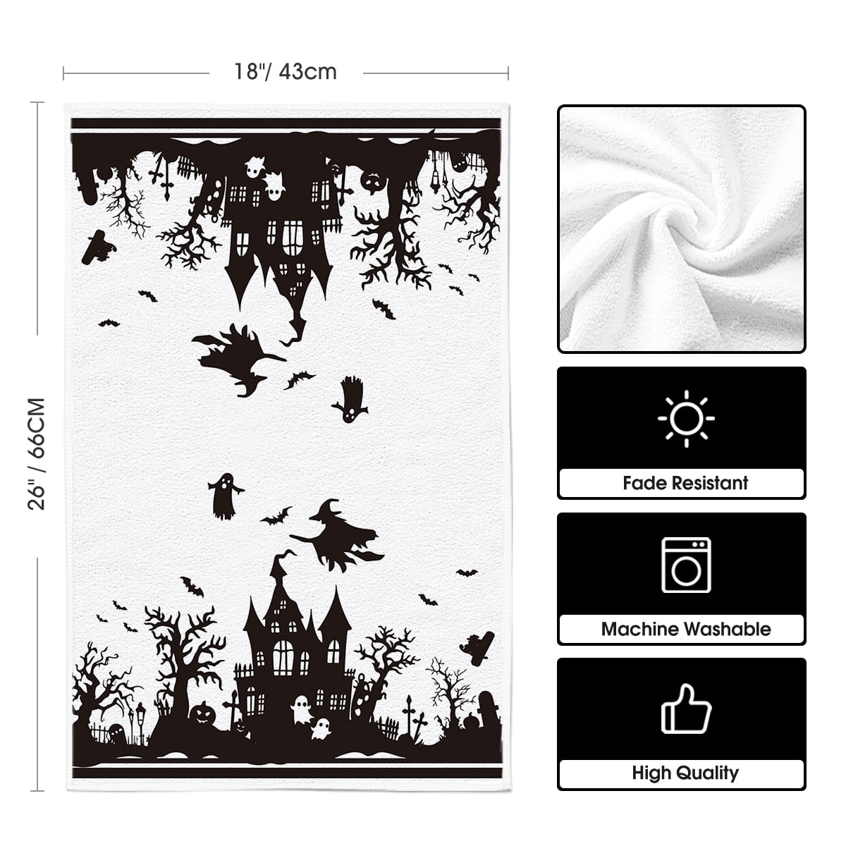 Sm:)e Spider Web Jack-O'-Lantern Pumpkin Cat Happy Halloween Kitchen Towels Dish Towels 18x26 Inch Set of 2