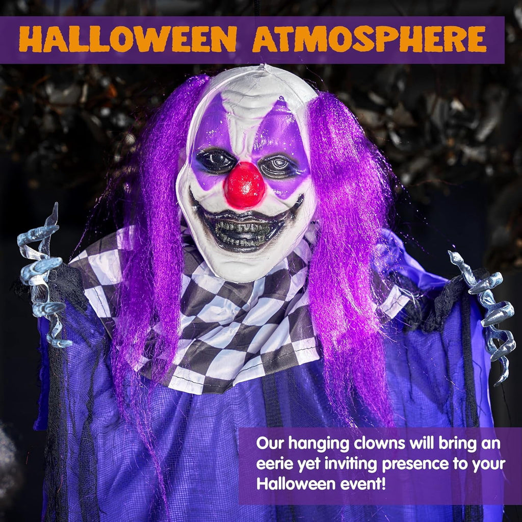 Joyfy 4 Pcs Halloween Decorations Outdoor Hanging Clown Ghost,29" Scary Outdoor Halloween Decor for Halloween Haunted House Decor Props