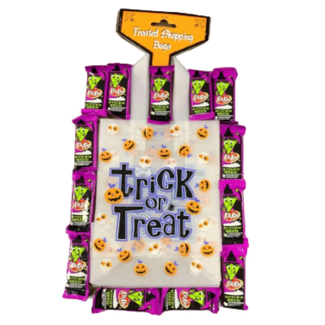 CandyKrave Kit Kat Halloween Candy Witches Brew - Assorted Milk Chocolate and Creme Snack Size Bars, Free Frosted Shipping Bag, 1 pound Bulk Bag 25 Pieces