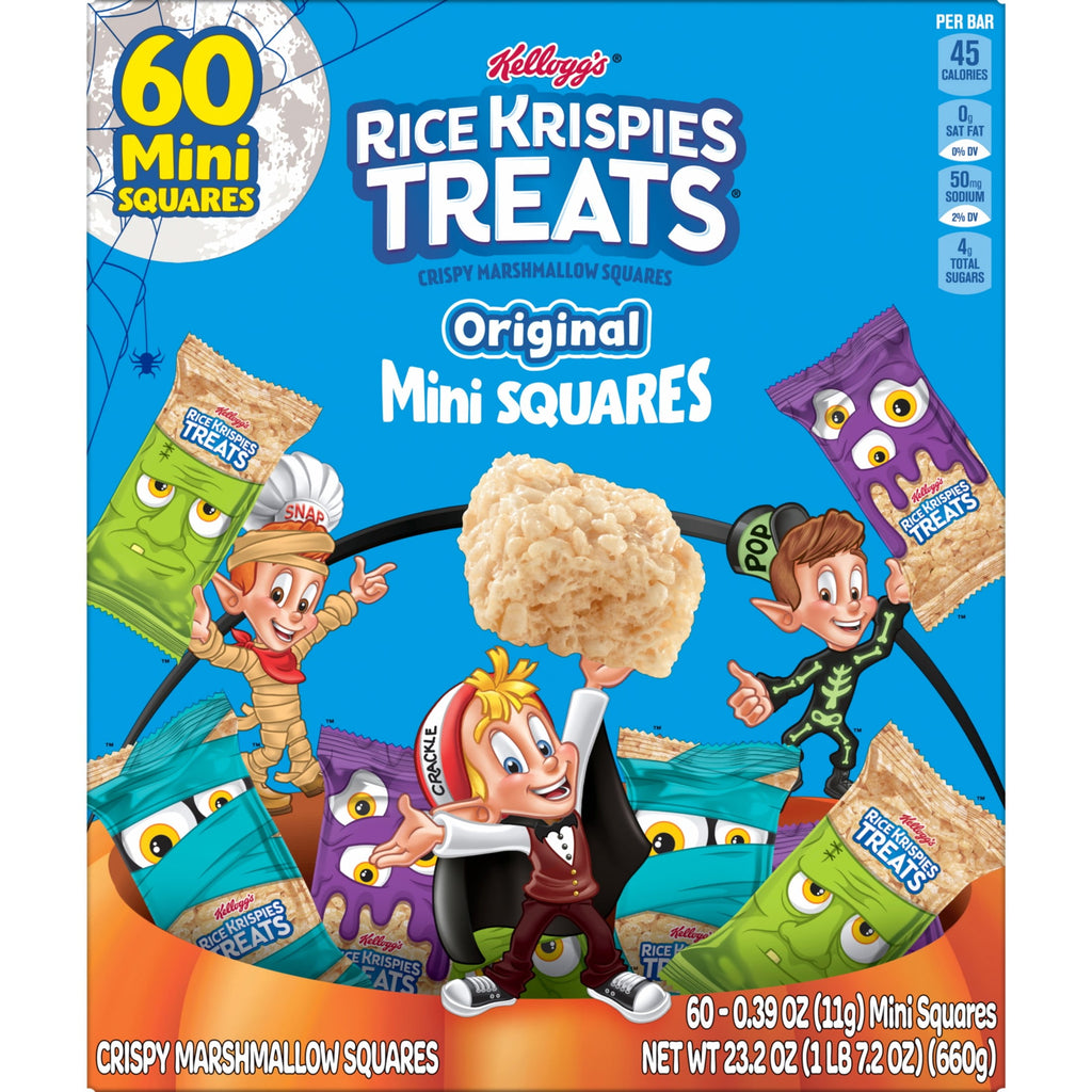 Rice Krispies Treats Halloween Crispy Mini Marshmallow Squares, Trick-or-Treat Snacks, 23.2 oz, 60 Count