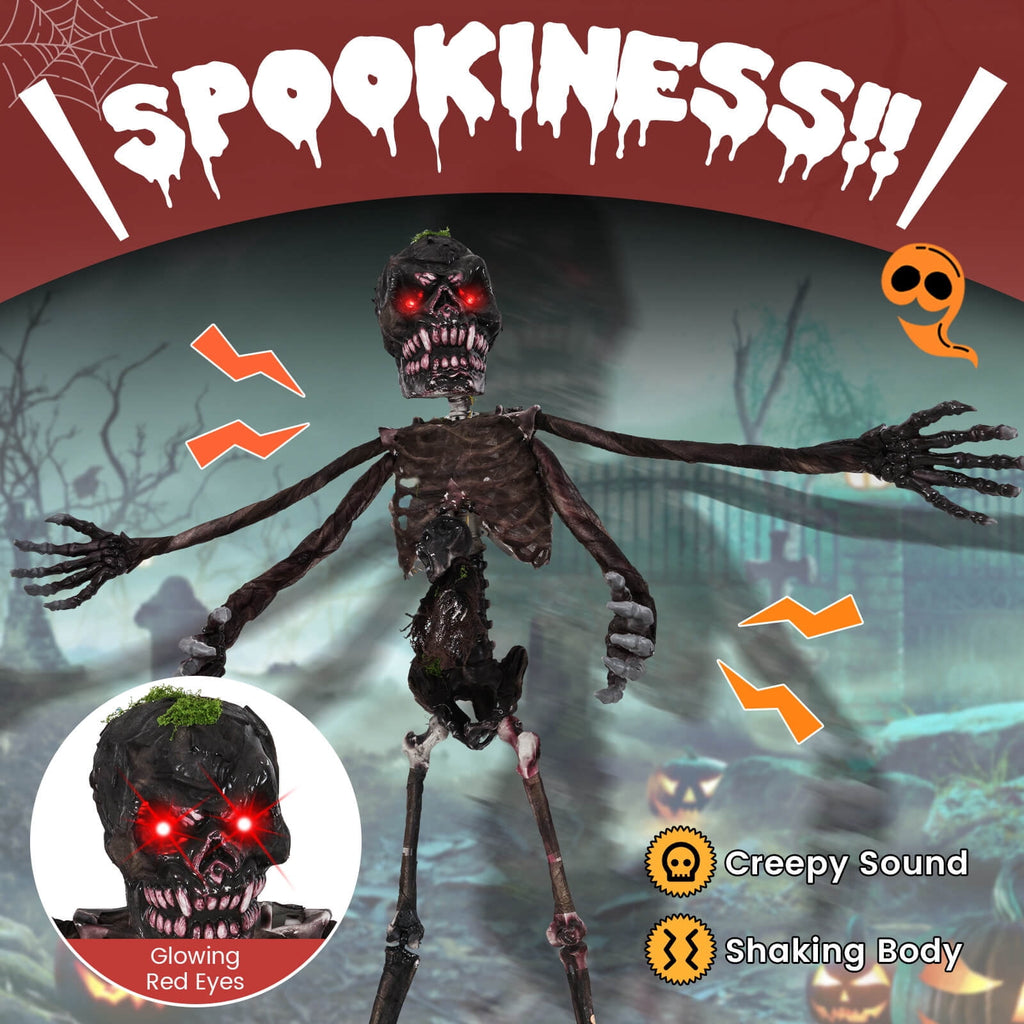 Costway 6 FT Animated Halloween Decoration Hanging Zombie Light-up Eyes Poseable Arms