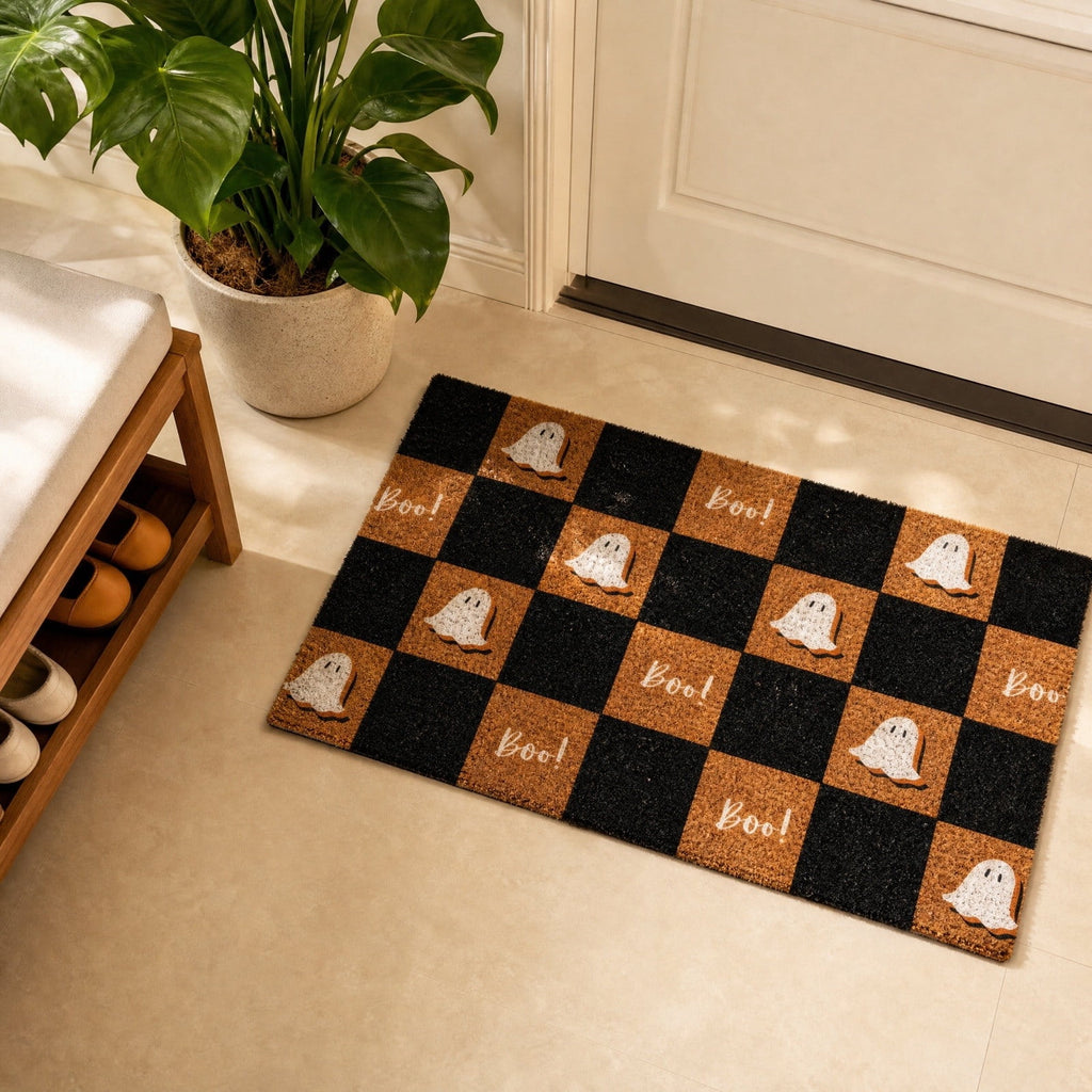 Halloween Door Mat,Halloween Rug,Halloween Porch Decor,Welcome Front Doormat Linen Rubber Layered Mats Nonslip Washable Halloween Decor For Front Porch Entryway