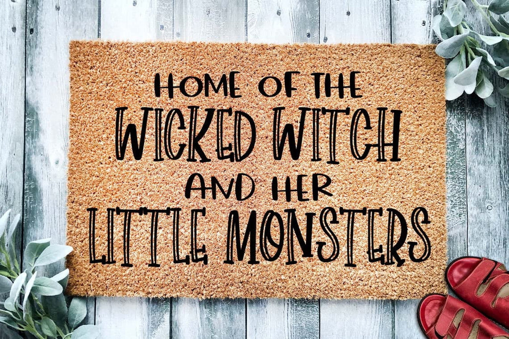 Funny Halloween Doormat - Home Of The Wicked Witch And Her Little Monsters (18"x30")