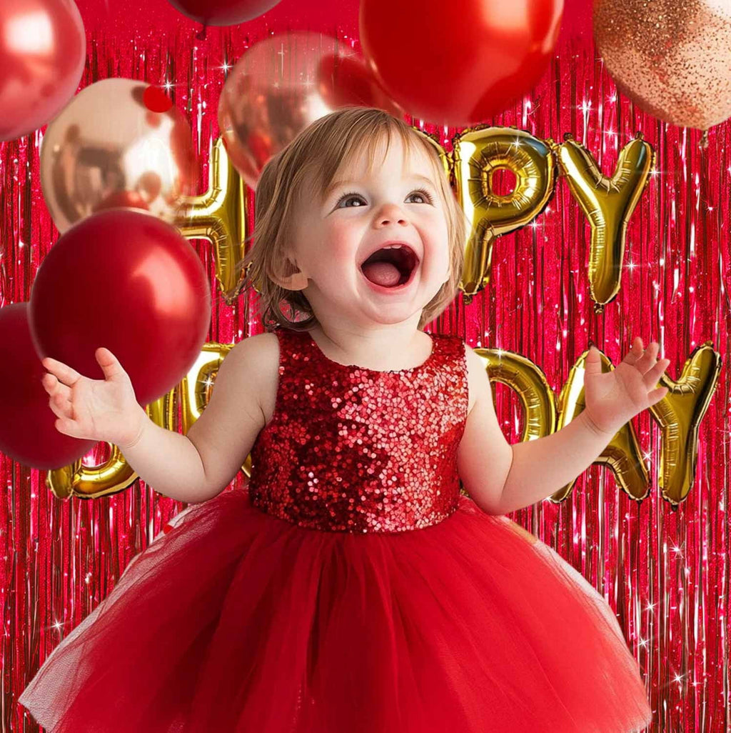 Sm:)e 2-Pack Light Bright Silver Foil Fringe Curtains for Events - Birthday, Wedding, Graduation, Christmas, Baby Shower, various festivals Decor Photo Booth Fun!
