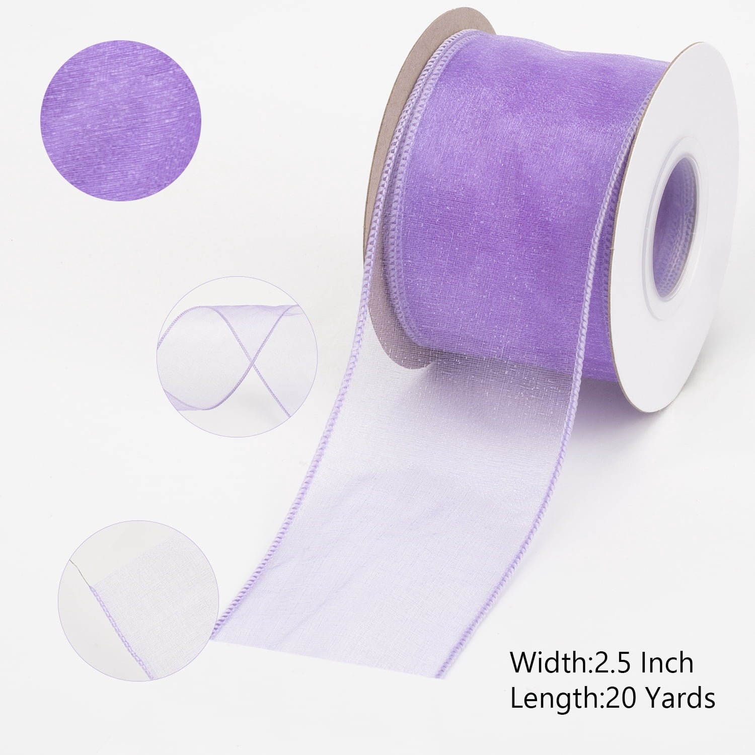 Joycrosso 1.5 Inch White Wired Organza Ribbon - 20 Yards Sheer Decorative Ribbon for Gift Wrapping, Wedding Decor, Christmas Tree, Crafts & DIY Projects