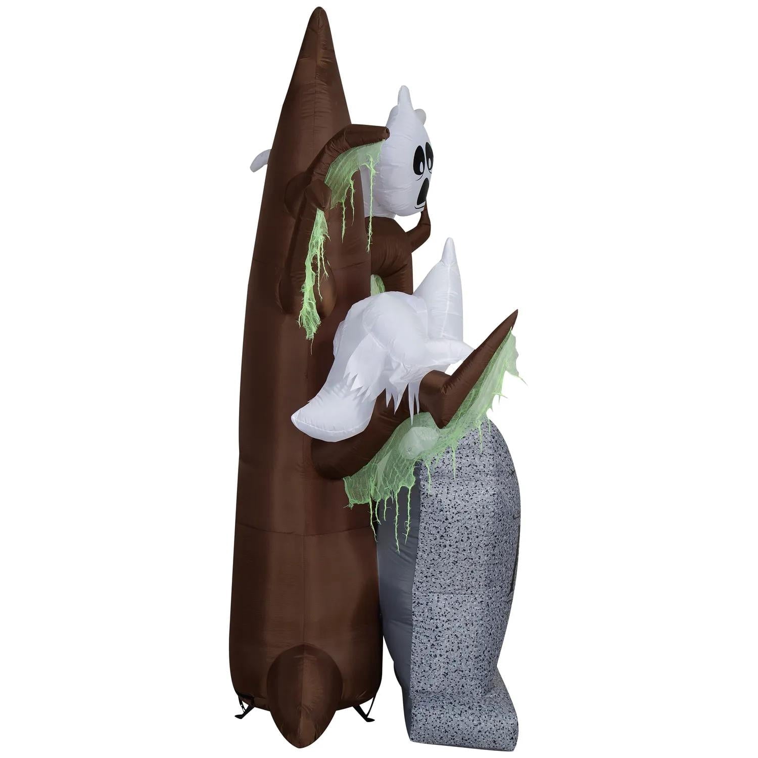 8 Ft. Airblown Blowup Inflatable Tombstone with Haunted Ghost Tree ShortCircuit Lightshow Halloween Outdoor Yard Decoration