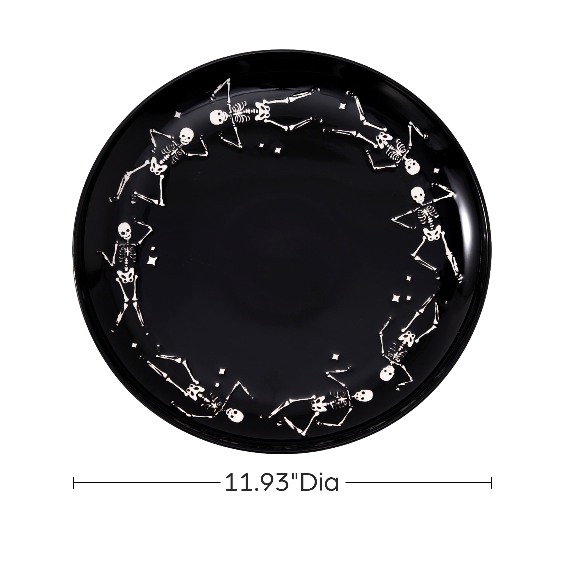 Way To Celebrate Halloween Dancing Skeleton Round Serving Tray, Black, 11.93 in