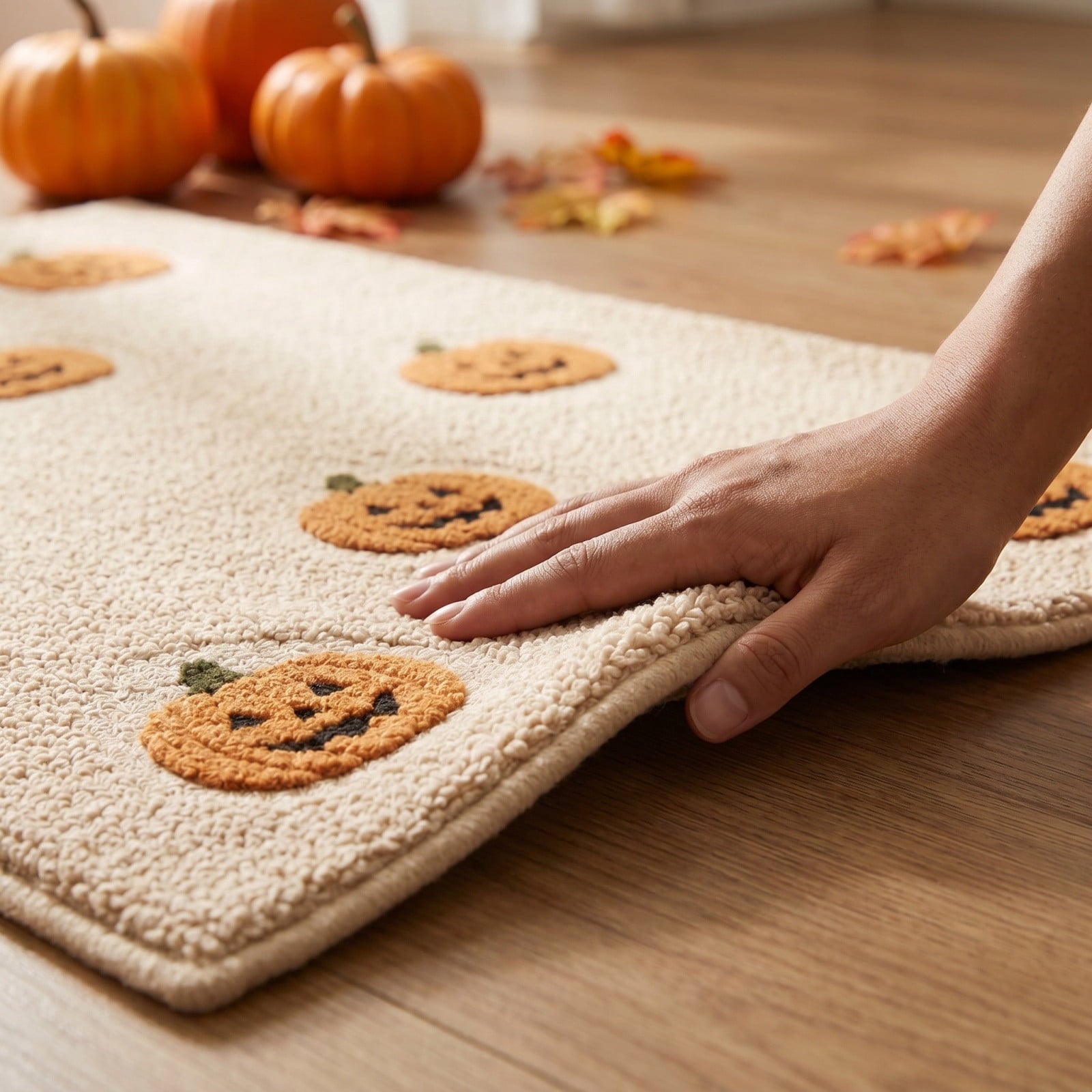 Halloween Thanksgiving Pumpkin Doormat 24x16 Inch, Simple Fall Farmhouse Entrance Mat for Front Porch Patio Home Decor