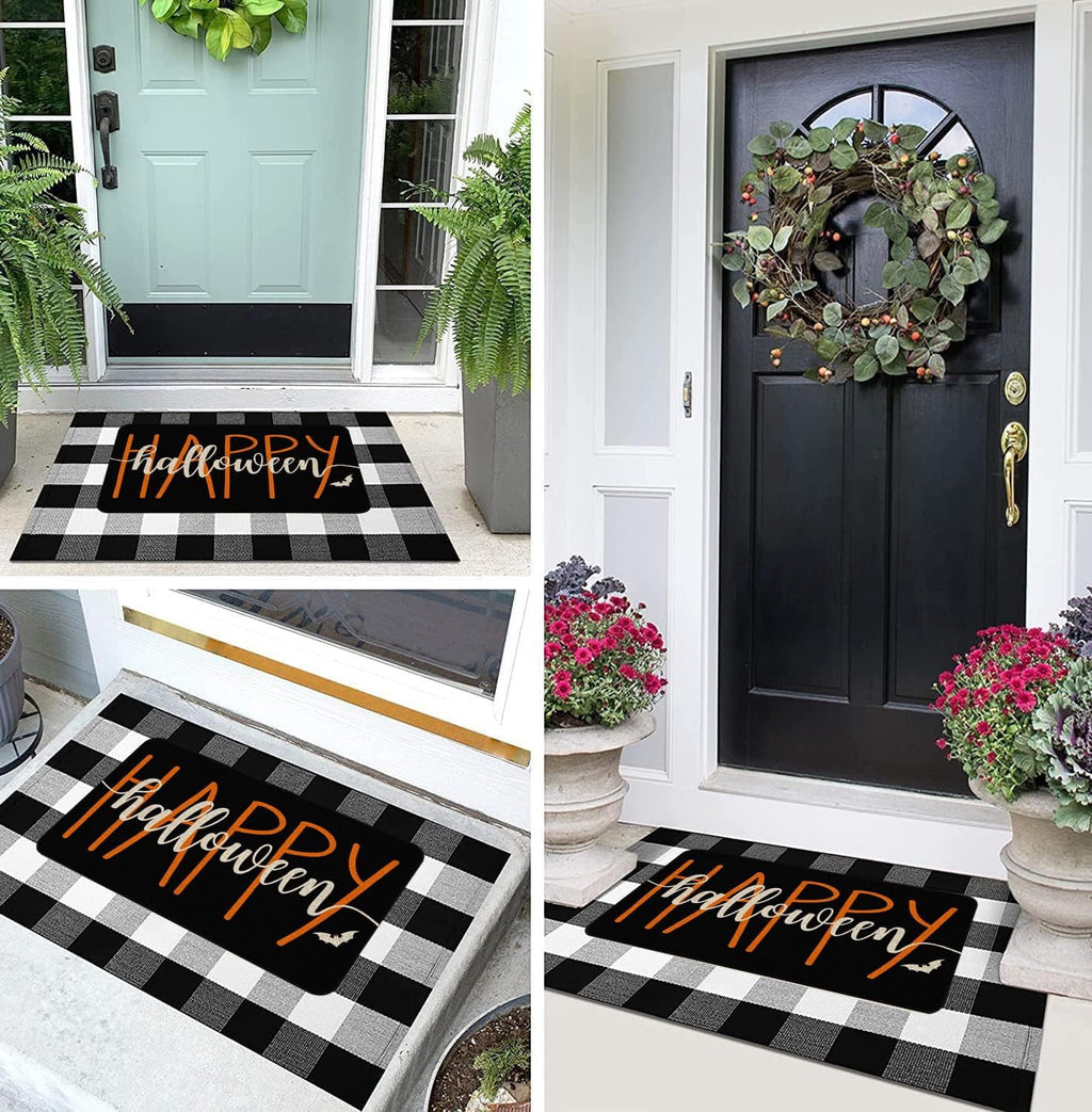 Halloween Door Mat 30 X 17 Inch Halloween Skull Doormat Indoor Outdoor Entrance Floor Mat Non Slip Halloween Decor Rubber Welcome Mats