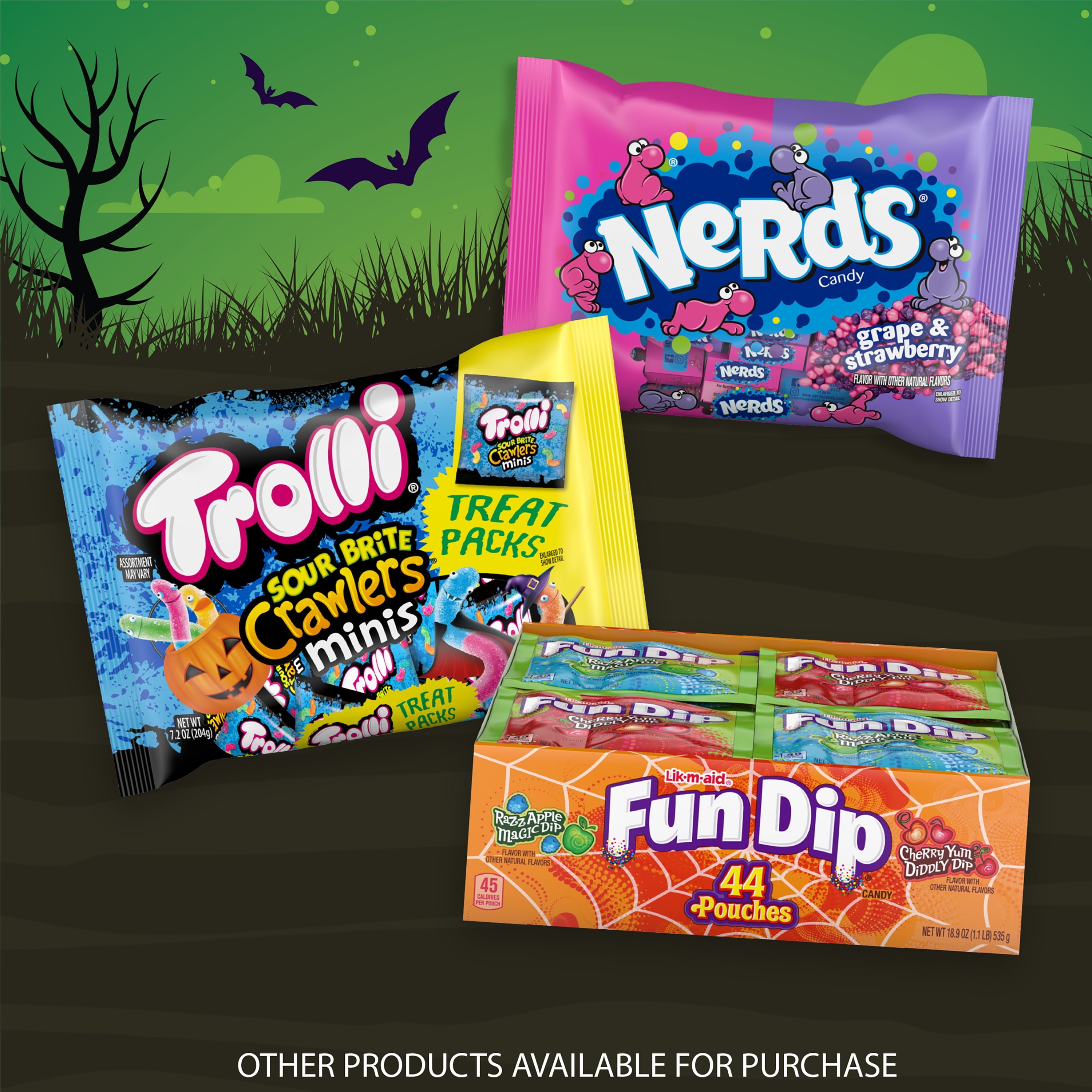 Trolli Sour Brite Crawlers, Halloween Sour Candy Treat Packs, 7.2 oz Bag, 12 Count