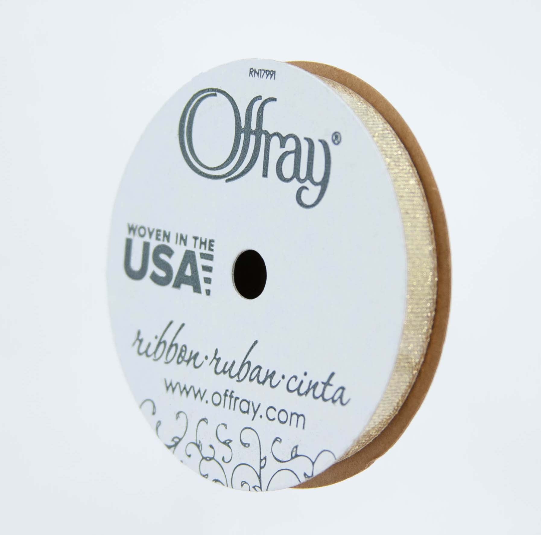 (4 pack) Offray Ribbon, Gold 3/8 inch Galena Metallic Ribbon for Wedding, Crafts, and Gifting, 9 feet, 1 Each