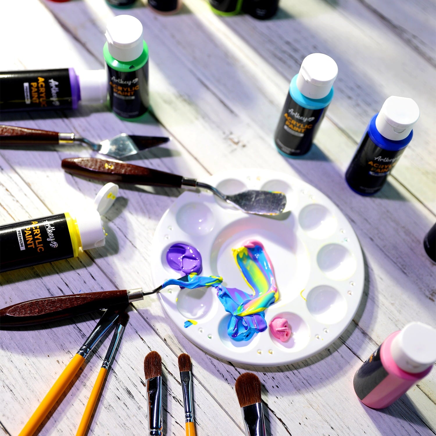 Artkey Acrylic Craft Paint Set, Festival, 24 Colors (2-Ounce)