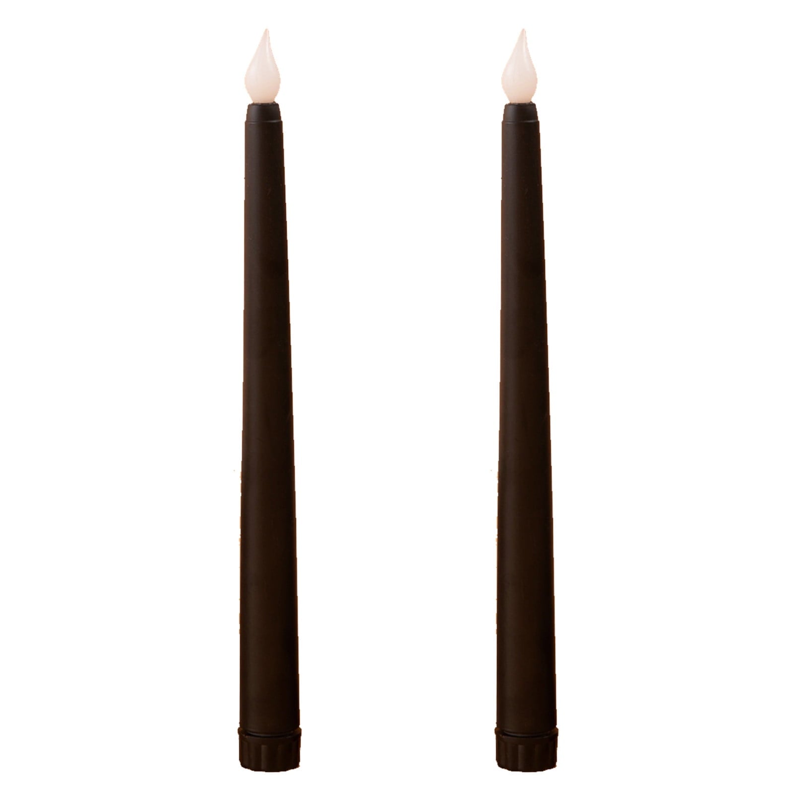 TOPRenddon Black Flameless Taper Candles, Flickering Battery Halloween LED Candlesticks Set of 2, Gothic Wedding Decor