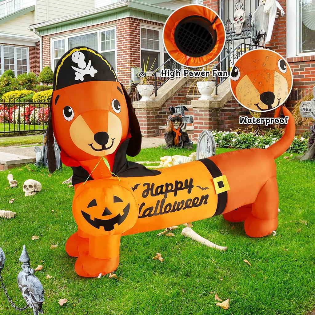 GOOSH Halloween Inflatable 5 FT Halloween Dog Decorations, Halloween Inflatable Dog with Built-in Lights, Halloween Decorations Outdoor Clearance For Halloween/Holiday/Garden/Yard
