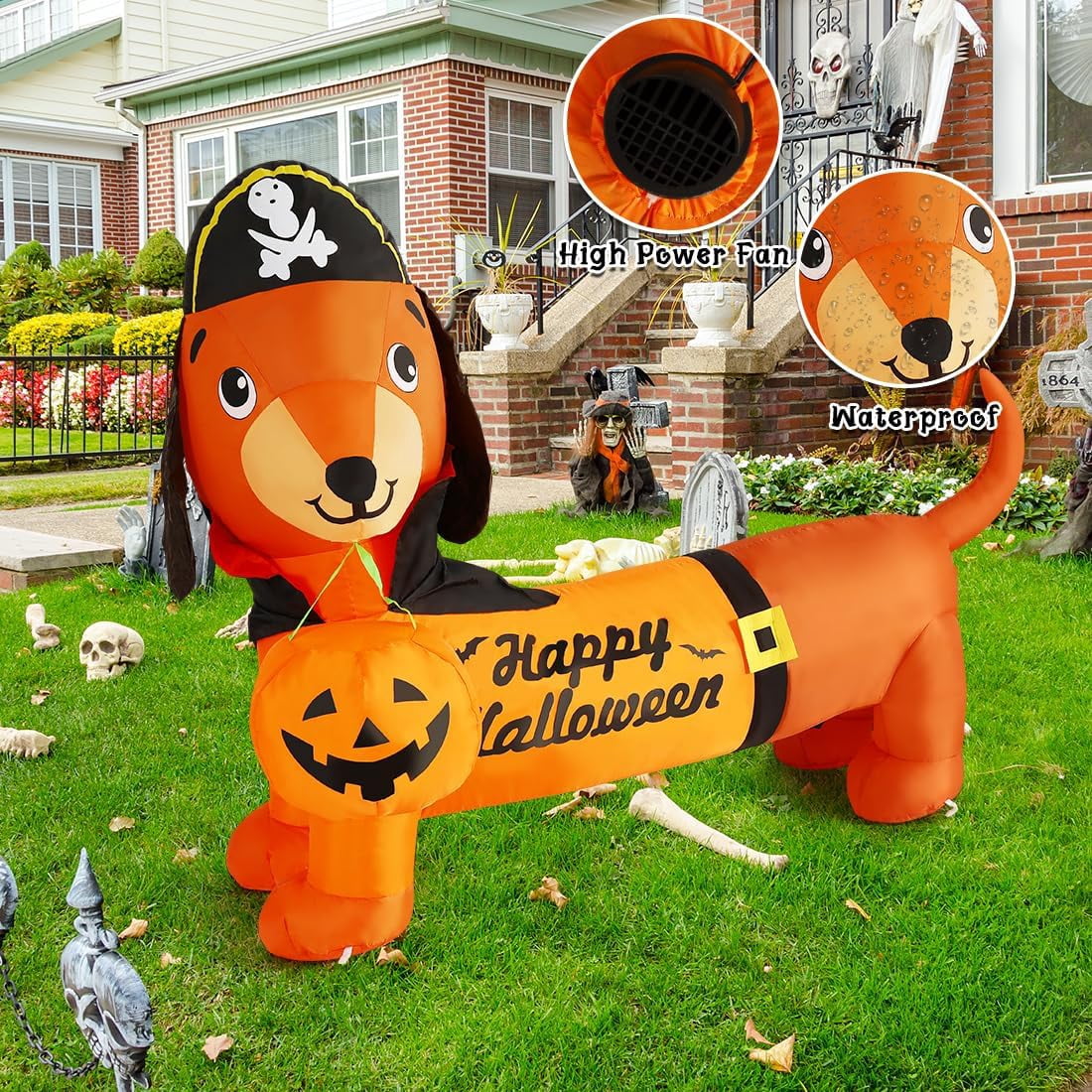 GOOSH Halloween Inflatable 5 FT Halloween Dog Decorations, Halloween Inflatable Dog with Built-in Lights, Halloween Decorations Outdoor Clearance For Halloween/Holiday/Garden/Yard