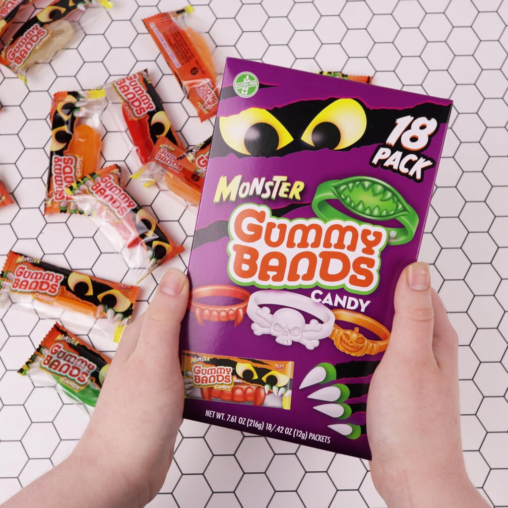 Monster Gummy Bracelets, Trick or Treat Candy, 18 Count, 7.61 Ounce Box