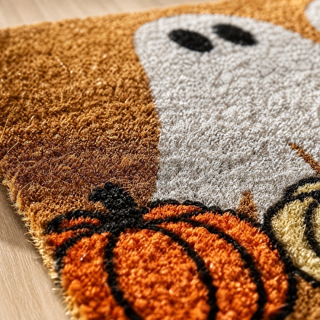 Halloween Pumpkin Placemats Set of 4, 12x18 Inch Pumpkin and Black Cat Table Mat, Washable Heat Resistant Place Mats for Kitchen Dining Table, Spooky Themed Decoration for Home, A