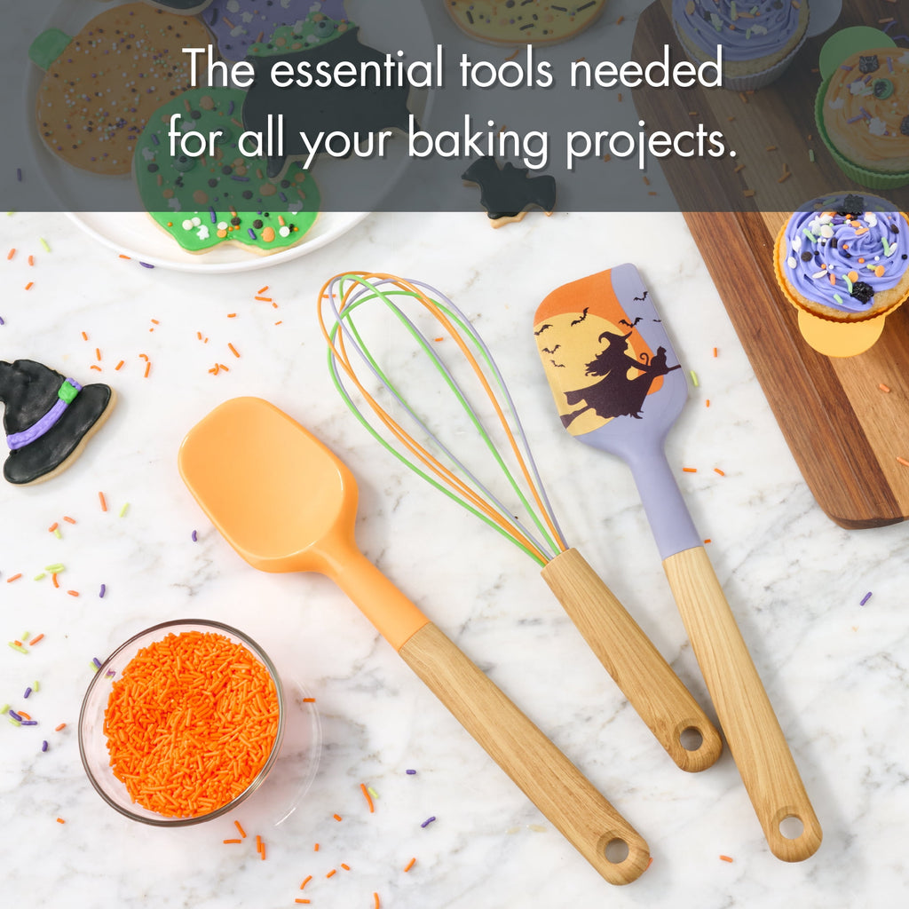 Way To Celebrate 3-Piece Baking Tool Set, Orange, Green, Purple