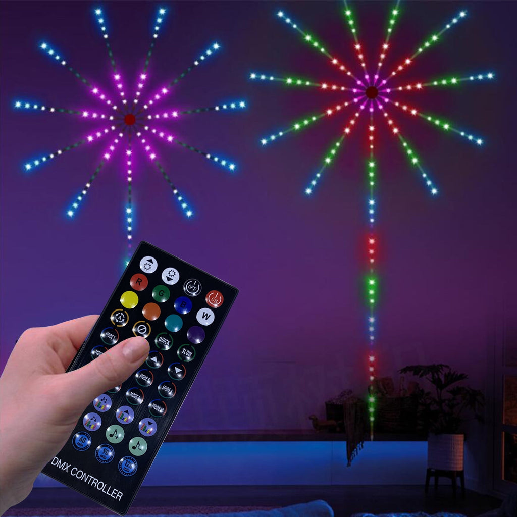 Firework Led Lights USB Powered Room Decor, Color Changing Bluetooth Fireworks Led Lights for Bedroom with Launch Burst Effect, Led Lights with Remote Control for Christmas Party Decoration