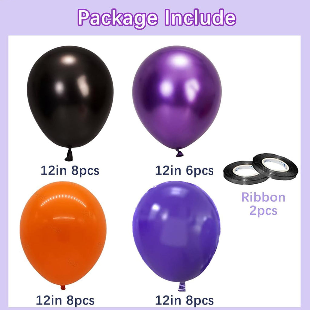 12 Inch Latex Balloons 30Pcs Halloween Party Decorations, Black Orange Confetti Balloons Set for Birthday Party Supplies, Helium Air Inflation