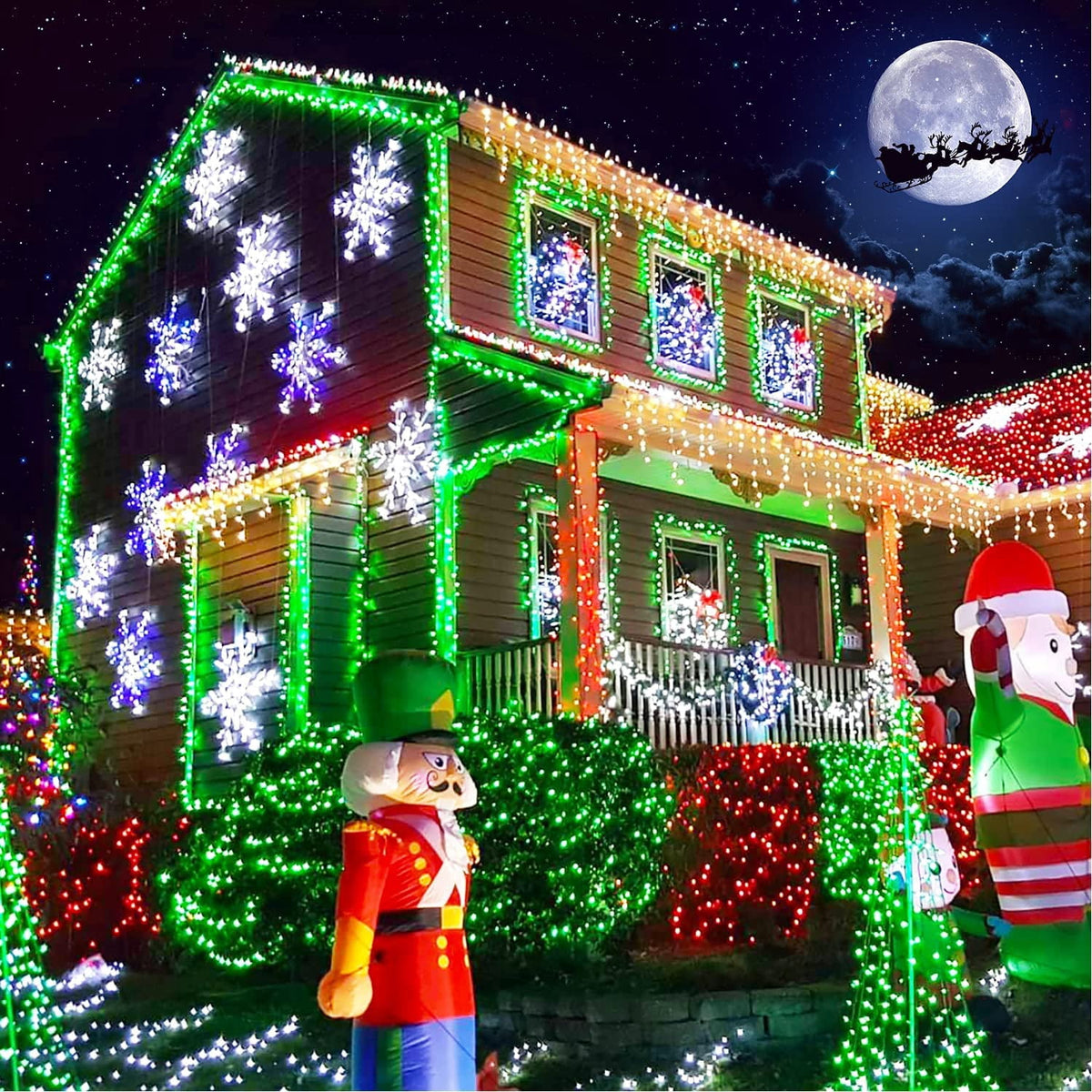 JMEXSUSS 2 Pack Solar String Lights Outdoor, 100 LED 42.7ft White Solar Lights Outdoor Waterproof, 8 Modes Green Wire Solar Christmas Lights for Garden, Wedding, Party, Christmas Tree Decoration