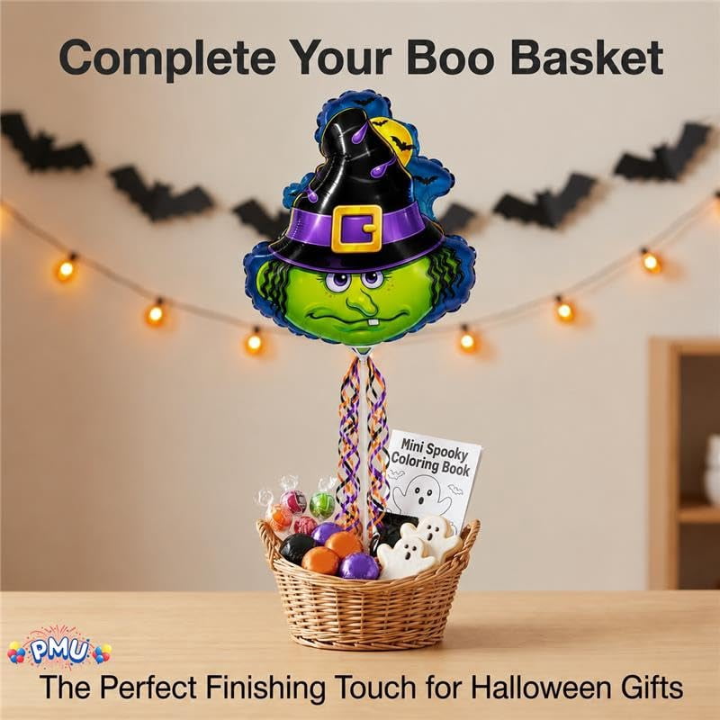 PMU Halloween Pre-Inflated Balloons "Whimsical Pumpkin" 9 Inch Air-Filled Pre-inflated with a Cup and a Stick (1/Pkg) Pkg/1