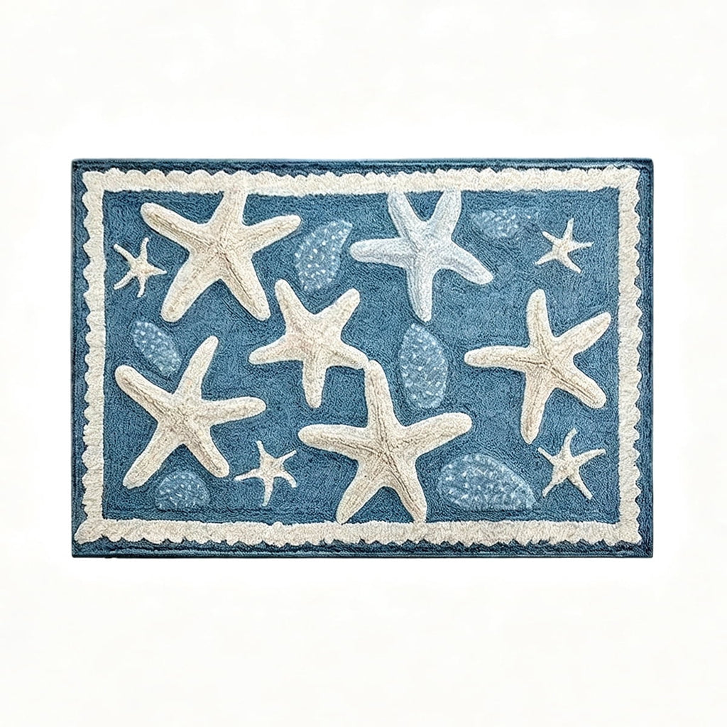 Door Mat Clearance- 16x24in Starfish Seashell Bath Mat Ocean Sea Theme Non-Slip Washable Beach Door Mat for Kitchen Bedroom Laundry Entryway Decor