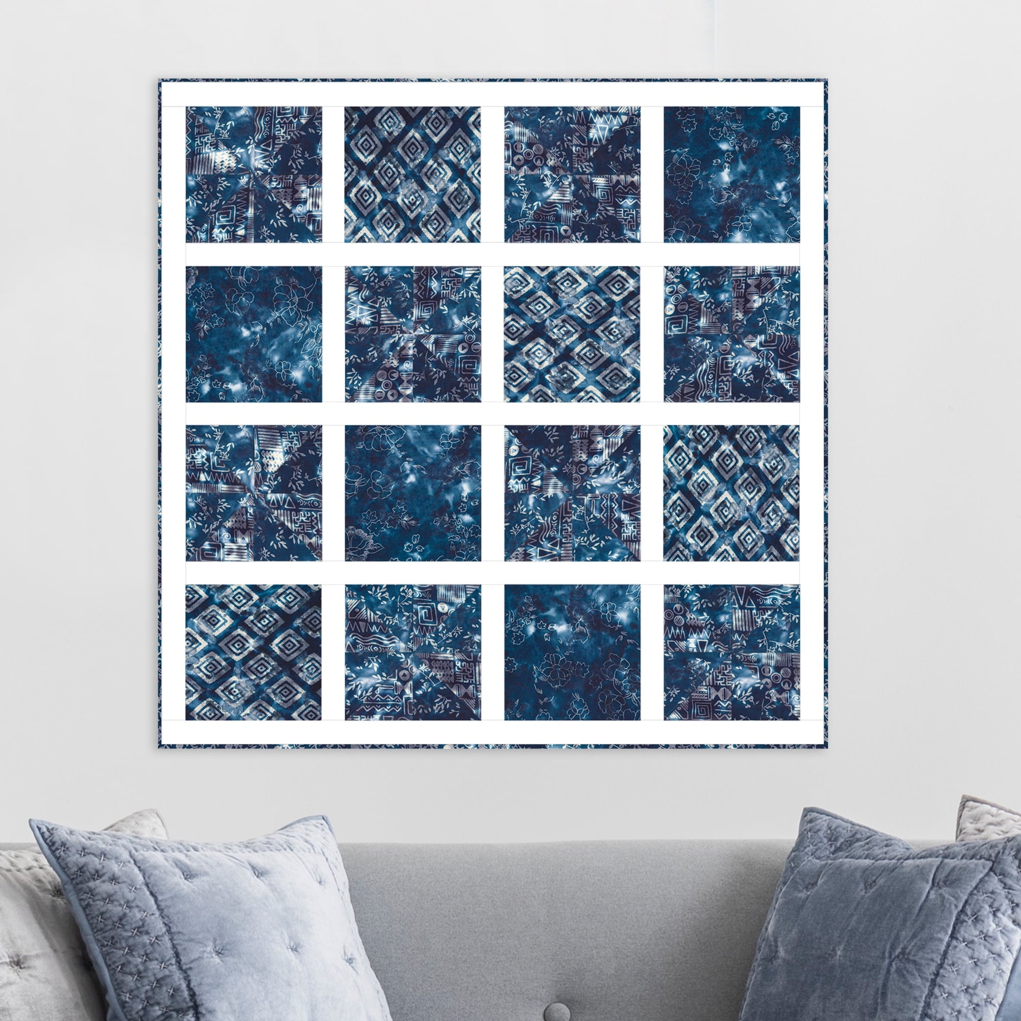 Create It 18"x21" Cotton Batik Precut Sewing & Craft Fabric Bundle, Blue 5 Piece