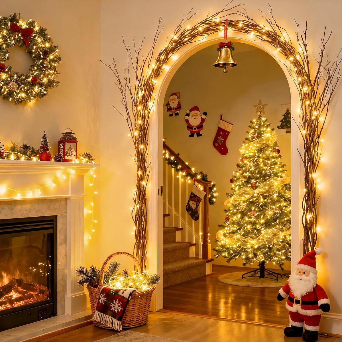 JMEXSUSS 33ft 100 LED White Christmas Lights, 8 Modes Connectable Clear Wire Twinkle Fairy String Lights Indoor, Plug-in Christmas String Lights Outdoor Waterproof for Christmas Wedding Party Tree