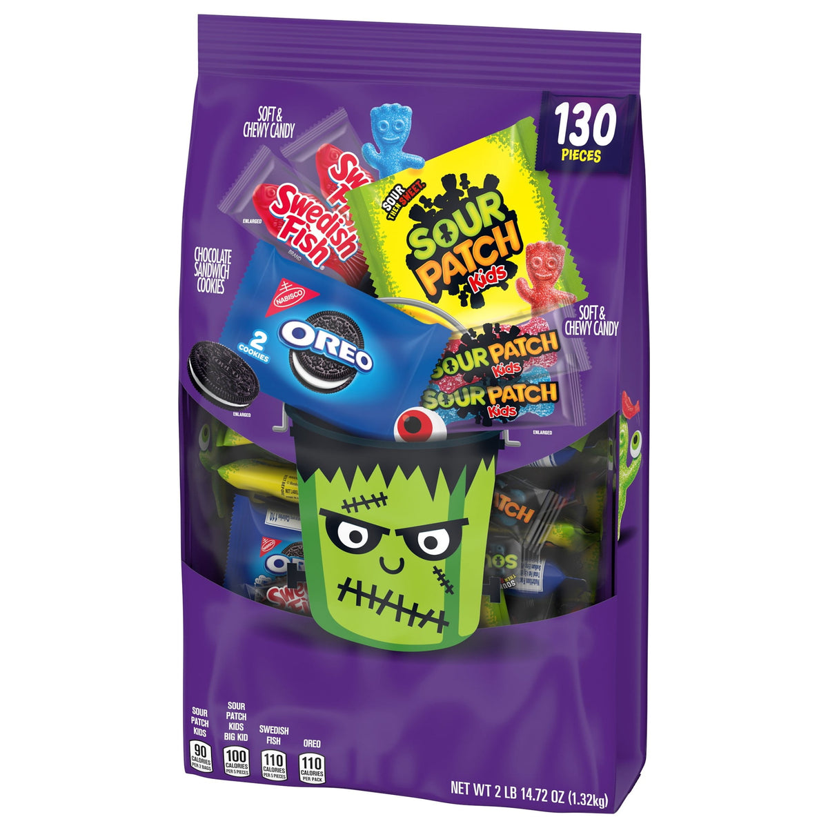 SOUR PATCH KIDS, SWEDISH FISH, and OREO Cookie & Candy Variety Pack, 130 Bags, Bulk Candy