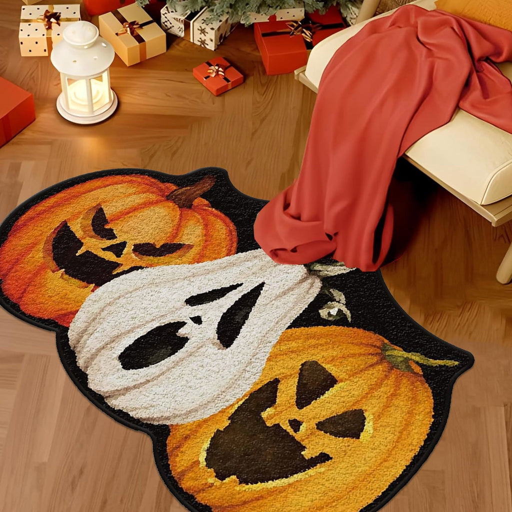 BingTong Cartoon Ghost Themed Fall Welcome Mat,Variety Spooky Adorable Ghost Shape Entryway Rug,Weather Resistant Low Profile Door Mat for Home Apartment Cafe Halloween Decoration Ghost F