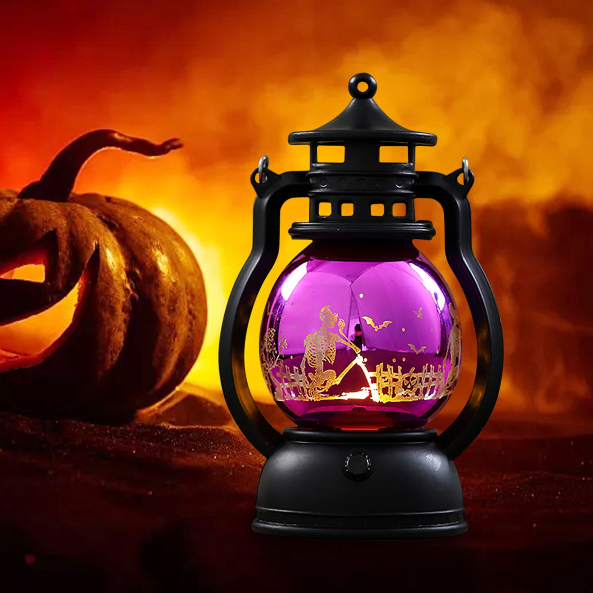 LHNFT Halloween Lantern Night Light, Vintage Oil Lamp Wall Light Outdoor, Battery Operated Hanging Lantern for Party Decor, Halloween Decorations Outdoor