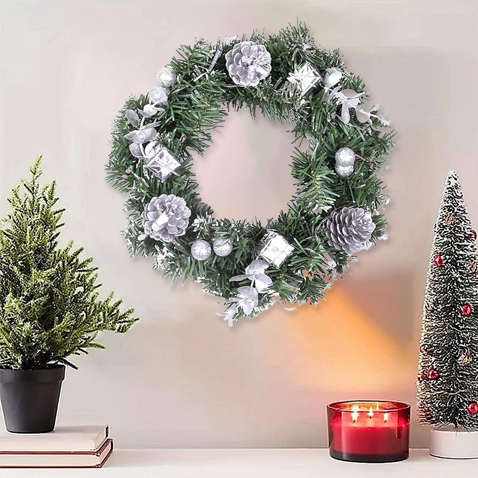 Btomtd Diameter 8" Pumpkin Skull Wreath Halloween Decor Acrylic Round Disk Hanging Ornament with Garland for Front Door Window, A