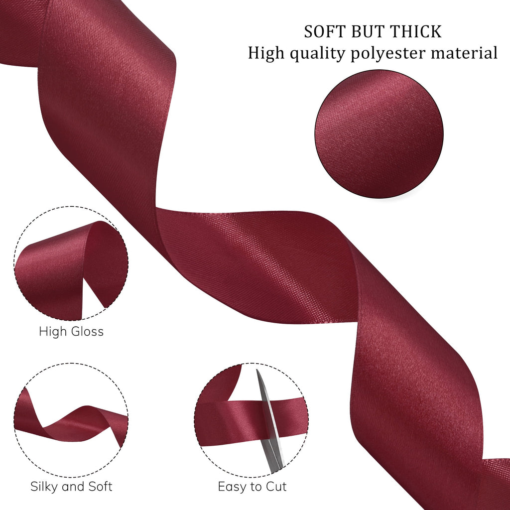 THEGLY 1.5 inch x 100 Yard Red Satin Ribbon Perfect for Gift Wrapping, Crafts, Christmas, Hair Styling, Invitation Decor & More