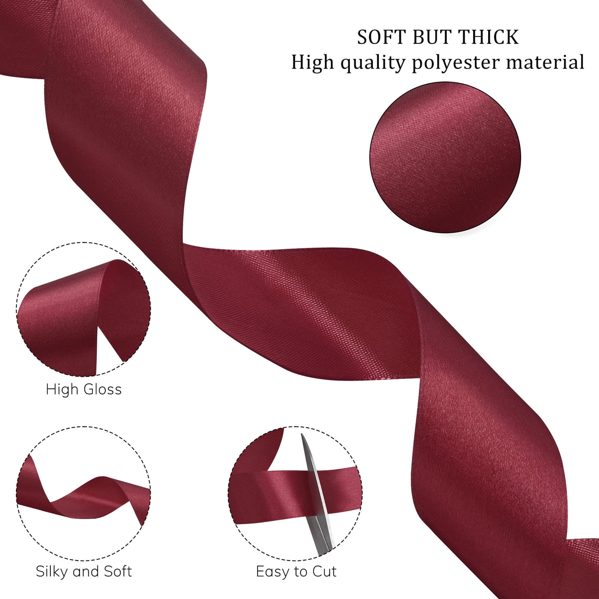 THEGLY 1.5 inch x 100 Yard Red Satin Ribbon Perfect for Gift Wrapping, Crafts, Christmas, Hair Styling, Invitation Decor & More