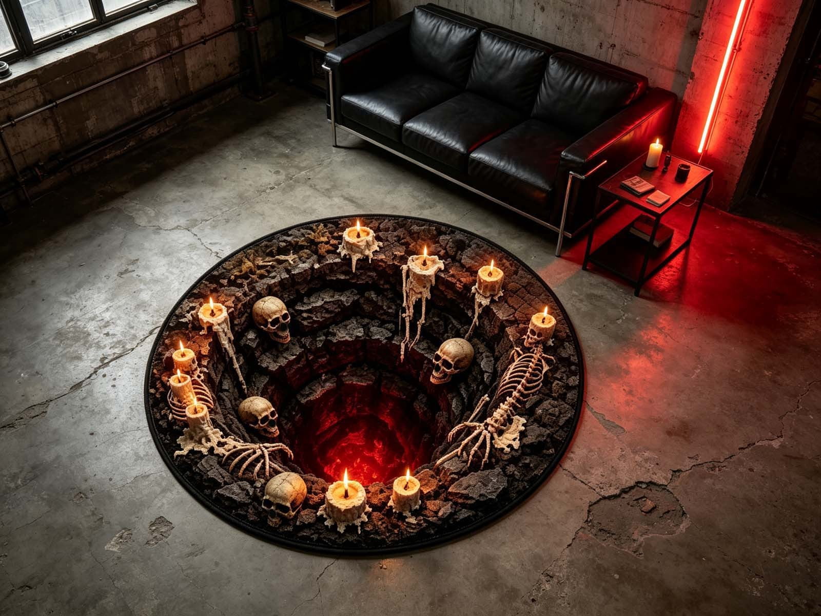 3D Halloween Round Rug, Illusion Halloween Round Mat, Funny Rug with Non-Slip Soft Visual Effect Door Mat for Living Room Indoor Decor
