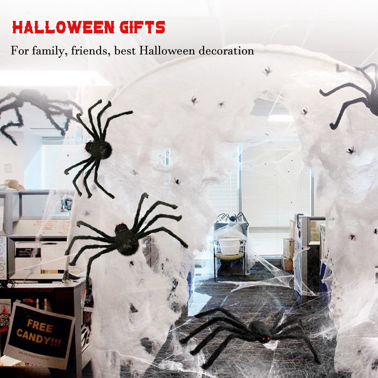 Innens 11.8ft Halloween 144 LED Purple Spider Web Lights with 35" Giant Spider Light up Cobweb Halloween Decorations for Indoor Ourdoor Garden Yard Home Patio (Black, 1Pc)
