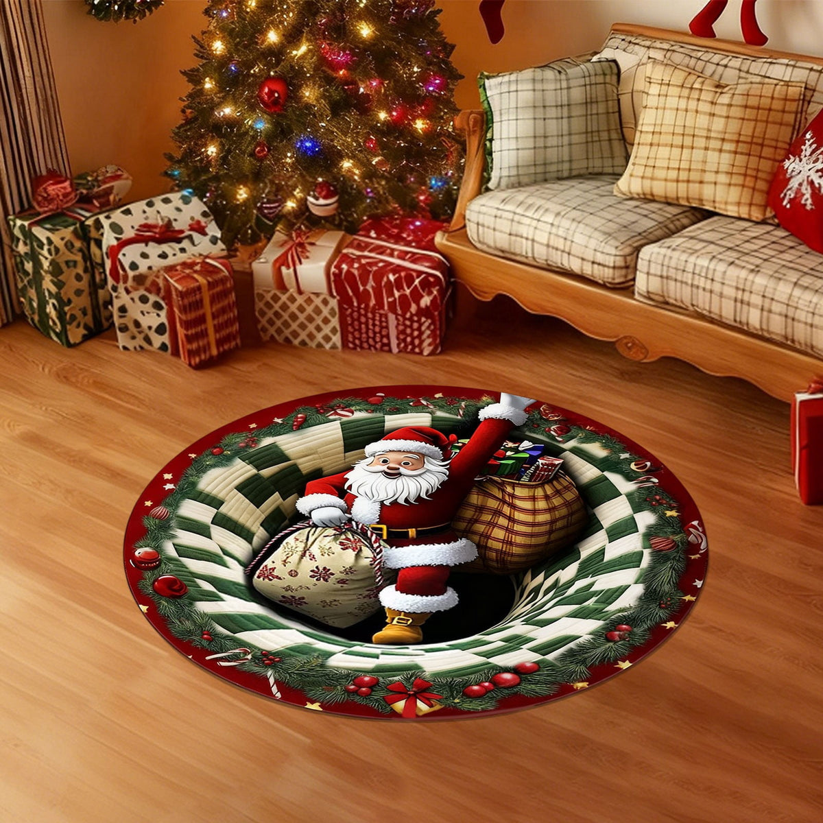 Mats Savings YZEGDCH Christmas Reindeer Rugs- Green Rugs for Living Room Christmas Doormat Indoor Outdoor Entrance Floor Rug Non Slip Winter Christmas Decor Rubber Welcome Mats