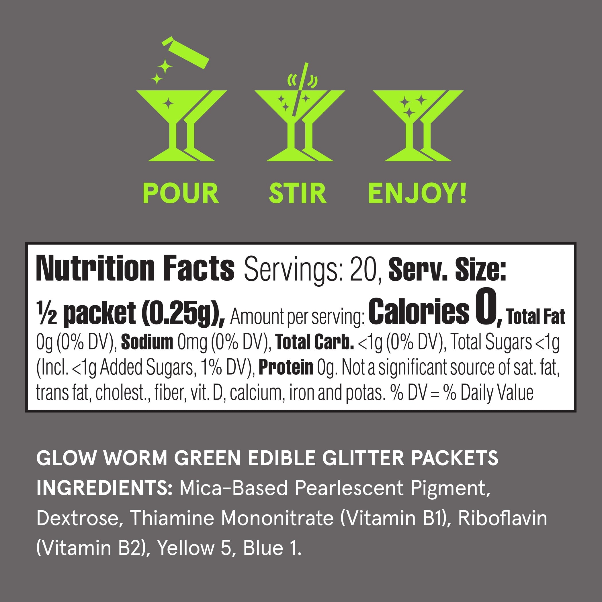 Fancy Sprinkles Glow Under Black Light Edible Glitter Packets, 0.2 oz, 10 Count