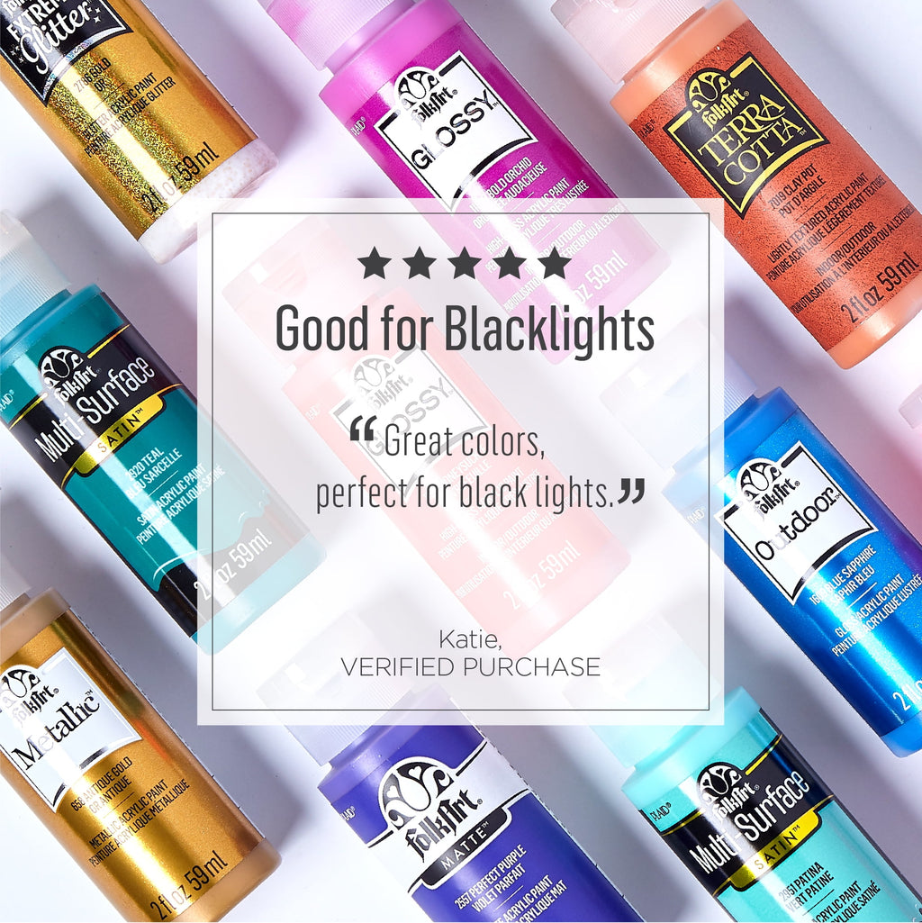 FolkArt Neon Blacklight Acrylic Craft Paint, Matte Finish, Blue, 2 fl oz