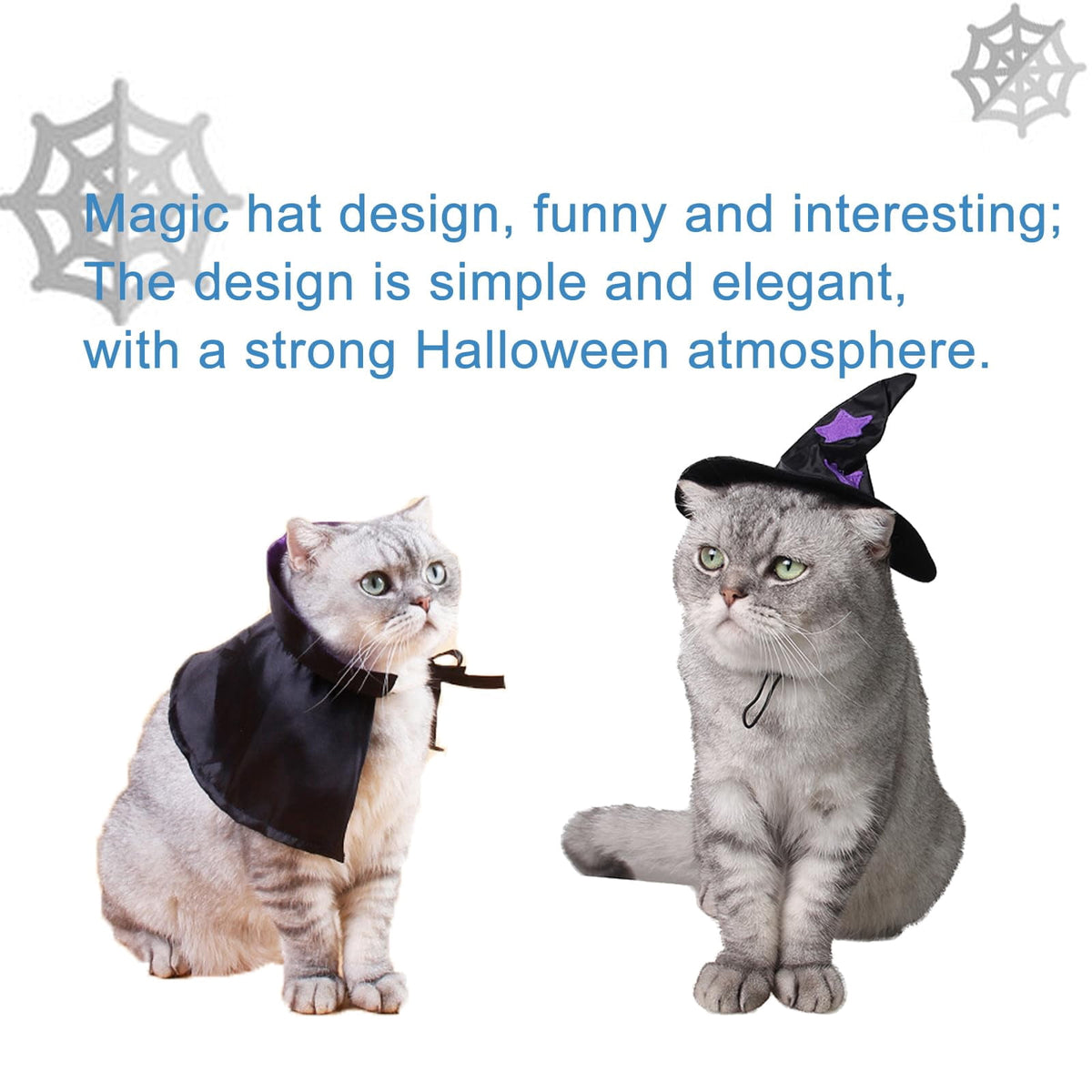 WILLED Halloween Pet Costumes, Cat Wizard Costume, Dog Witch Cloak & Hat, Purple Witch Cloak for Cats, Dogs, Kittens, Puppies, Rabbits, Perfect for Halloween, Parties, Cosplay, and Daily Wear