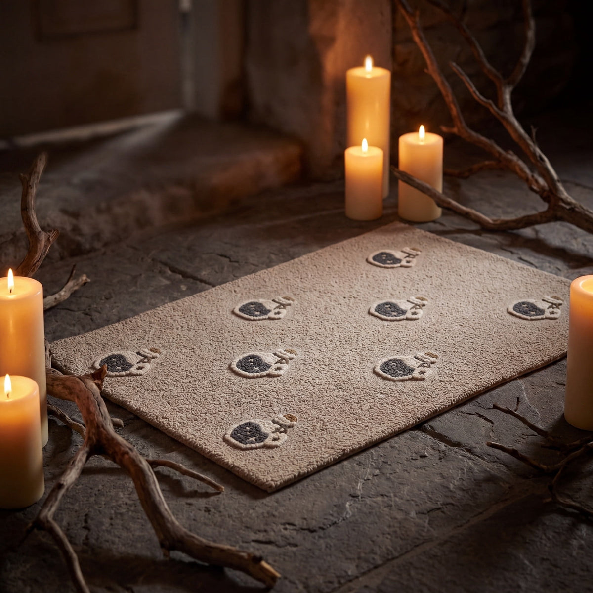 OutmaxHome Halloween Theme Cute Ghost Print Doormat, 15.8x23.6 Inch Non-Slip Absorbent Mat, Easy to Clean, for Front Door, Porch, Farmhouse