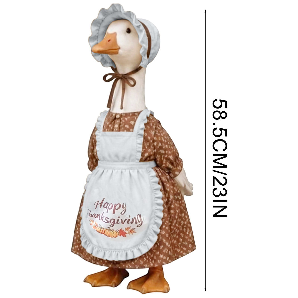 Thanksgiving Harvest Outfit for 23" Porch Goose, Goose Fall Theme Dress in White&Orange with Headwear Fall Harvest Decor for 23" Goose Outdoor Patio Yard Lawn Decoration